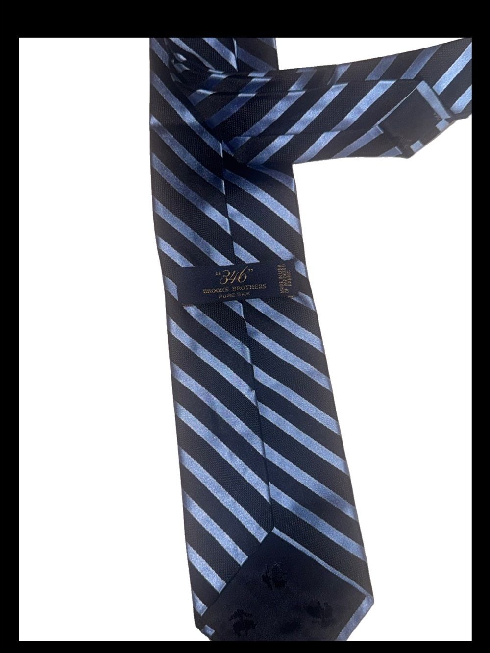 Brooks Brothers Navy & Light Blue Diagonal Stripe Silk Tie
